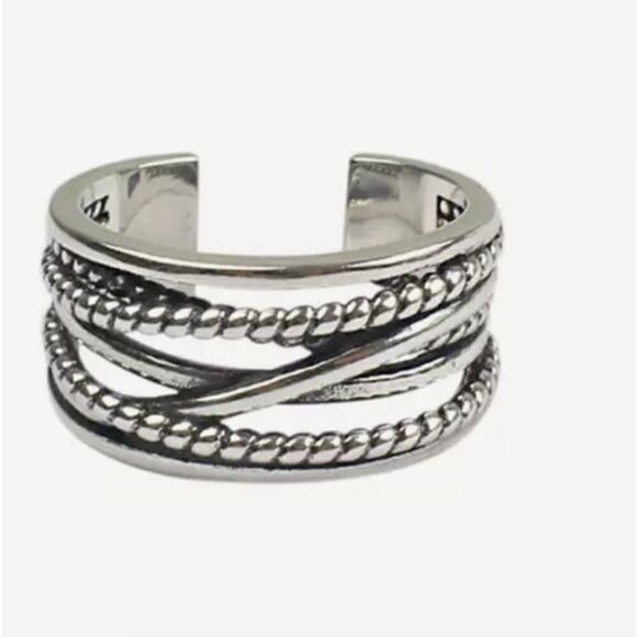The Boho Weave Ring wide band adjustable in 925 silver - Picture 5 of 9